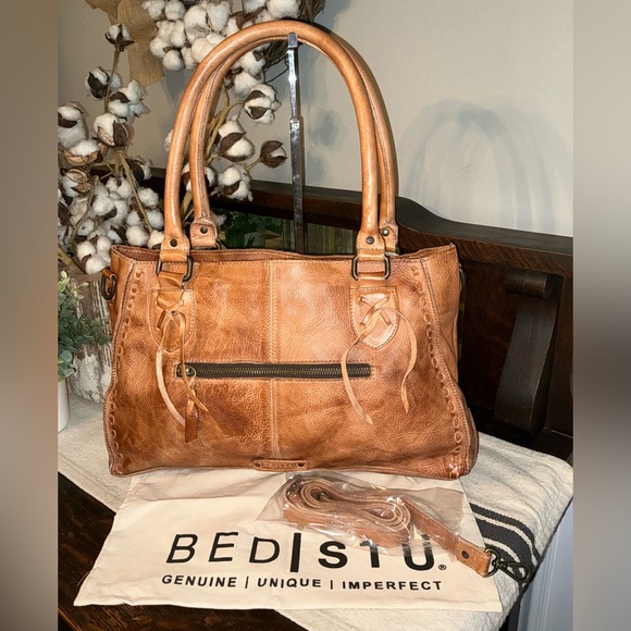 NWT Bed Stu Rockababy Leather Satchel Crossbody Shoulder Bag Tan Rustic $295 - Picture 2 of 10
